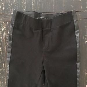 Zara black leggings with faux leather side detail